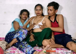 Hot Indian Wife In Threesome Sex With Her Step Sister With Husband